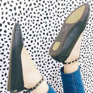 Comfy Ballet Flat (Black with studded strap)